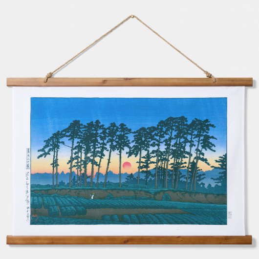 ukiyoe - hasui - No.14 Ikegami Ichinokura (sunset) Hangend Wandkleed (Voorkant)