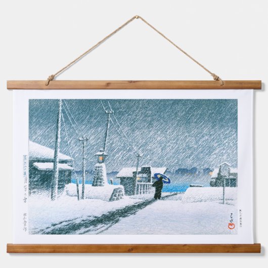 ukiyoe - hasui - No.3 Snow at Tsukishima - Hangend Wandkleed (Voorkant)