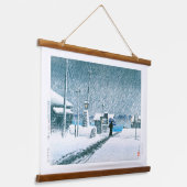 ukiyoe - hasui - No.3 Snow at Tsukishima - Hangend Wandkleed (Gebogen)
