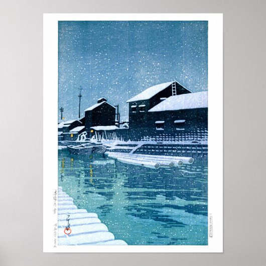 ukiyoe - hasui - No.40 Snow at Kiba - Poster (Voorkant)