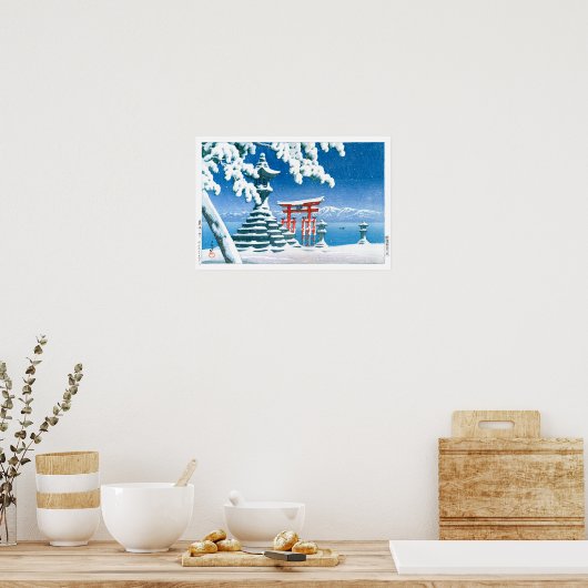 ukiyoe - hasui - No.4 Snow at Itsukushima - Poster (Keuken)