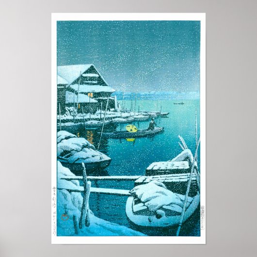 ukiyoe - hasui - Nr.27 Sneeuw bij Mukōjima - Poster (Voorkant)