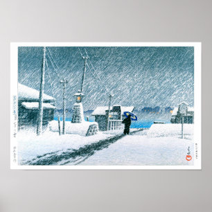 ukiyoe - hasui - Nr.3 Sneeuw bij Tsukishima - Poster