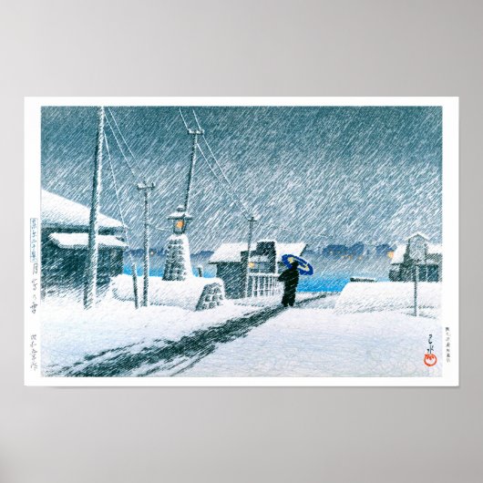 ukiyoe - hasui - Nr.3 Sneeuw bij Tsukishima - Poster (Voorkant)