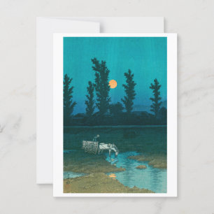 ukiyoe Hasui nr 52 Avondmaan boven Nakanosima Briefkaart