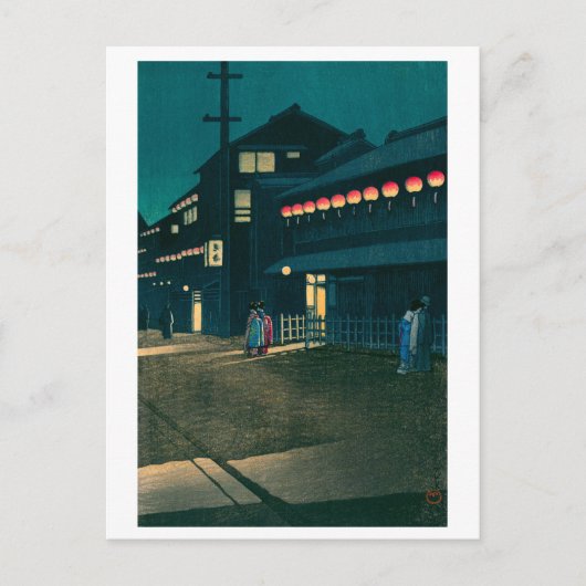 ukiyoe Hasui Nr. 61 Avond valt over Sōemonchō Briefkaart (Voorkant)
