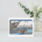 ukiyoe Hiroshige nr.17 Okitsu  Briefkaart (Staand voorkant)