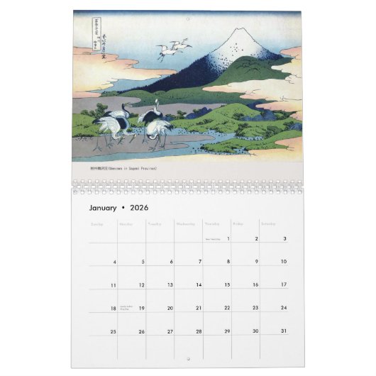 ukiyoe [hokusai] Zesendertig Uitzicht van de berg  Kalender (Jan 2026)