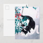 Ukiyoe [komei] 02 Kat met tomaat plant Briefkaart (Voorkant / Achterkant)