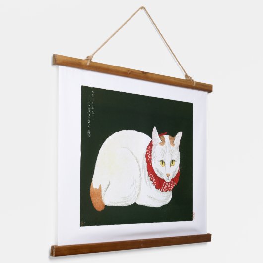 Ukiyoe [komei] 03 Witte kat Hangend Wandkleed (Gebogen)