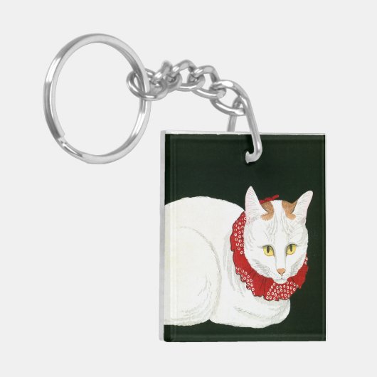 Ukiyoe [komei] 03 Witte kat Sleutelhanger (Voorkant Links)