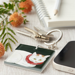 Ukiyoe [komei] 03 Witte kat Sleutelhanger