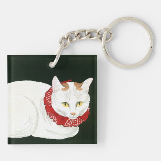 Ukiyoe [komei] 03 Witte kat Sleutelhanger (Achterkant)