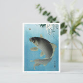 Ukiyoe [Koson] Carp Leaping Briefkaart (Staand voorkant)