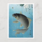 Ukiyoe [Koson] Carp Leaping Briefkaart (Voorkant)