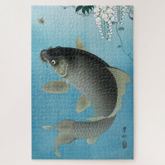 Ukiyoe [Koson] Carp Leaping Legpuzzel (Verticaal)