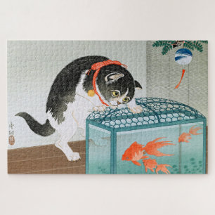Ukiyoe [Koson] Cat en Goldfish Legpuzzel