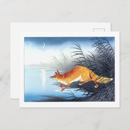 Ukiyoe [Koson] Fox door het Moonlit Water Briefkaart (Voorkant / Achterkant)