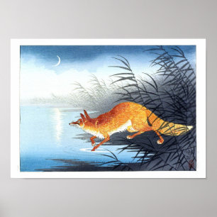 Ukiyoe [Koson] Fox door het Moonlit Water (XS) Poster