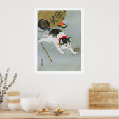 Ukiyoe [Koson] Kitten en Lantern (M) Poster (Keuken)