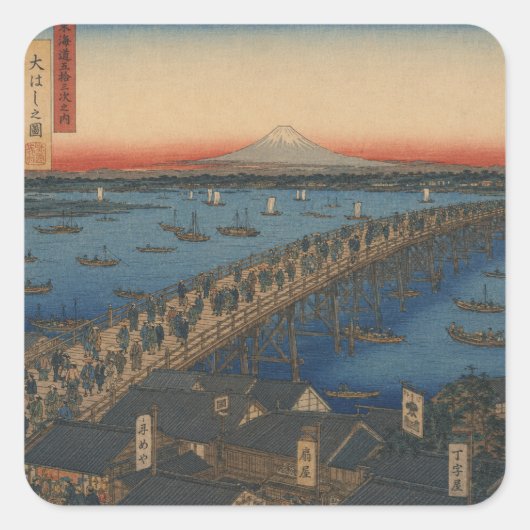 ukiyoe vierkante sticker (Voorkant)