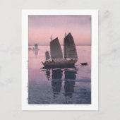 ukiyoe - Yoshida - 12 - Sailing Boats-Evening - Briefkaart (Voorkant)