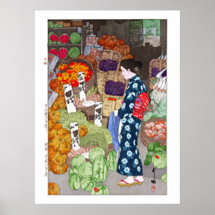 ukiyoe - Yoshida - 16 - Eerlijke groenteboer, Nezu Poster
