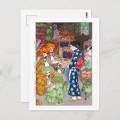 ukiyoe - Yoshida - 16 - Honest Greengrocery, Nezu  Briefkaart (Voorkant / Achterkant)