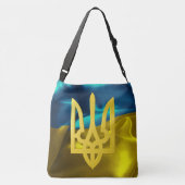 Ukraine 3D Flag and Tryzub Crossbody Canvas tas (Achterkant)