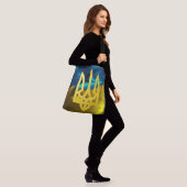 Ukraine 3D Flag and Tryzub Crossbody Canvas tas (Op model)