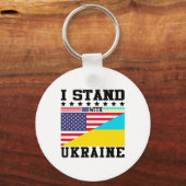 Ukraine American Pride Vintage Retro Ukrainian Fla Sleutelhanger (Voorkant)