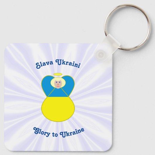 Ukraine Angel Slava Ukraine Glory naar Oekraïne Sleutelhanger (Achterkant)