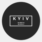 Ukraine Capital Coordinates - Kyiv 1  Ronde Sticker (Voorkant)