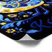 Ukraine Duck Retro Floral Ukrainian Flag Vyshyvank Poster (Hoek)