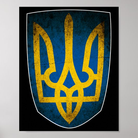 Ukraine Flag And Trident Ukrainian 1  Poster (Voorkant)