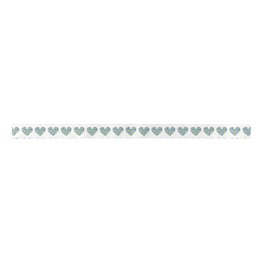 Ukraine Flag in Hearts Satijnen Lint (Voorkant)
