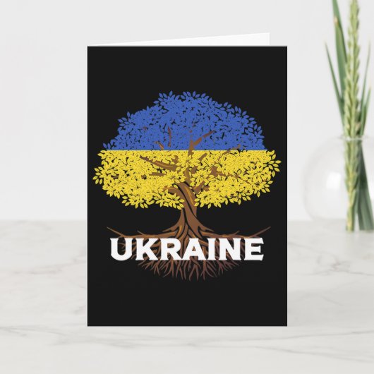 Ukraine Flag Shirt Vintage Tree Graphic Ukrainian  Kaart (Voorkant)