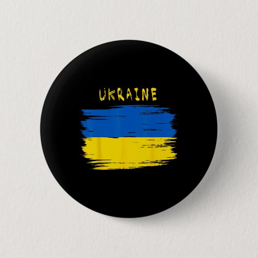Ukraine Flag With Brush Stroke Style Ronde Button 5,7 Cm (Voorkant)