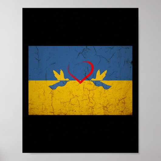 Ukraine Flag With Heart  Poster (Voorkant)