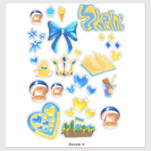 Ukraine scrapbook stickers blue yellow (Vel)