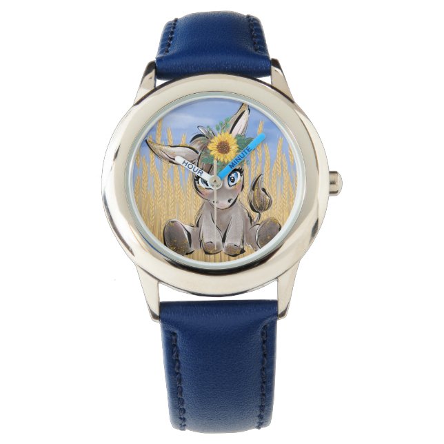 Ukraine Sky Donkey met zonnebloemen Horloge (Voorkant)