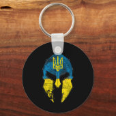 Ukraine Sparta Helmet Ukraine Crest Flag Mannen Wo Sleutelhanger (Voorkant)