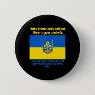 Ukraine Steun Zonnebloem Pur Deze Zaden In Uw  Ronde Button 5,7 Cm