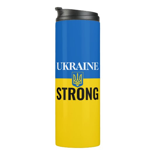 UKRAINE STRONG of je bericht Thermosbeker (Geroteerd rechts)