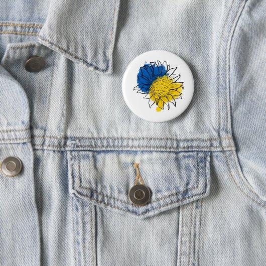 Ukraine Support Sunflower Ronde Button 5,7 Cm (In situ)