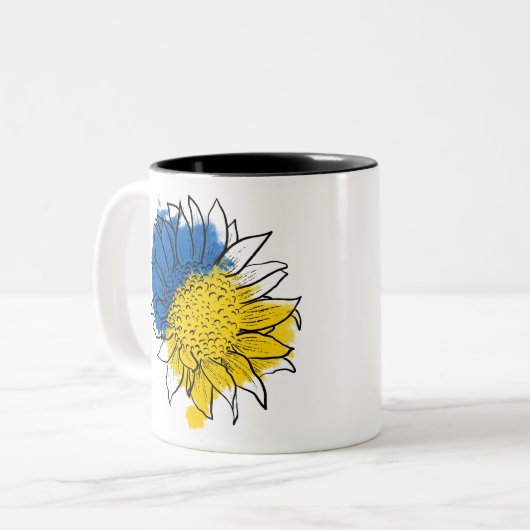 Ukraine Support Sunflower Tweekleurige Koffiemok (Voorkant links)