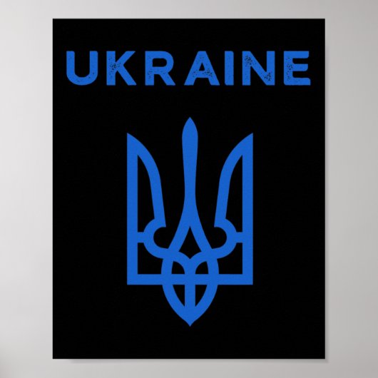 Ukraine Supporter Trident Ukrainian Tryzub Flag Co Poster (Voorkant)