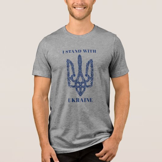UKRAINE. Trident. I Stand With Ukraine.  Tri-Blend Shirt (Voorkant)
