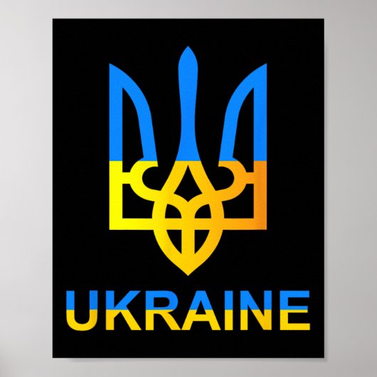 Ukraine Tryzub Trident Bold Modern Flag Style Grap Poster (Voorkant)