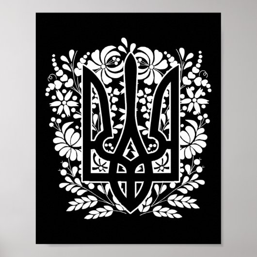 Ukraine Ukrainian Kiew Trysub Flag 13  Poster (Voorkant)